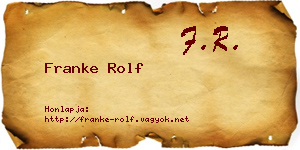 Franke Rolf névjegykártya